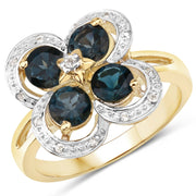 Bids.com 1.76 Carat Genuine London Blue Topaz and White Topaz .925 Sterling Silver Ring Rings White Smoke size 6.00,size 8.00,size 7.00