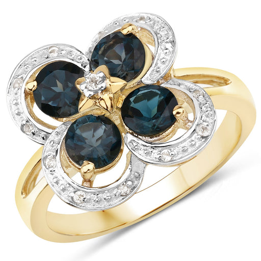 Bids.com 1.76 Carat Genuine London Blue Topaz and White Topaz .925 Sterling Silver Ring Rings White Smoke size 6.00,size 8.00,size 7.00