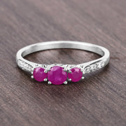 Bids.com 0.61 Carat Genuine Ruby and White Diamond 14K White Gold Ring Rings Slate Gray size 5.00,size 6.00,size 7.00,size 8.00,size 9.00