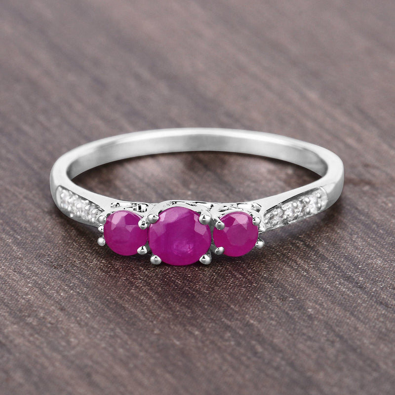 Bids.com 0.61 Carat Genuine Ruby and White Diamond 14K White Gold Ring Rings Slate Gray size 5.00,size 6.00,size 7.00,size 8.00,size 9.00