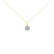 Bids.com 14K Yellow Gold 1.00 Cttw Brilliant Round-Cut Diamond 7 Stone Floral Cluster 18" Pendant Necklace (H-I Color, SI2-I1 Clarity) Necklaces White Smoke Yellow.Gold / 18