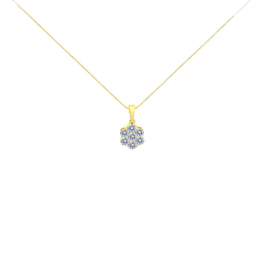 Bids.com 14K Yellow Gold 1.00 Cttw Brilliant Round-Cut Diamond 7 Stone Floral Cluster 18" Pendant Necklace (H-I Color, SI2-I1 Clarity) Necklaces White Smoke Yellow.Gold / 18