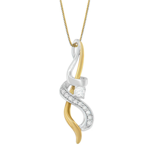 Bids.com Espira 10K Two-tone Gold 1/5 cttw Diamond Intertwined Swirl Pendant Necklace (J-K, I1-I2) Necklaces White Smoke YellowWhite.Gold / 18
