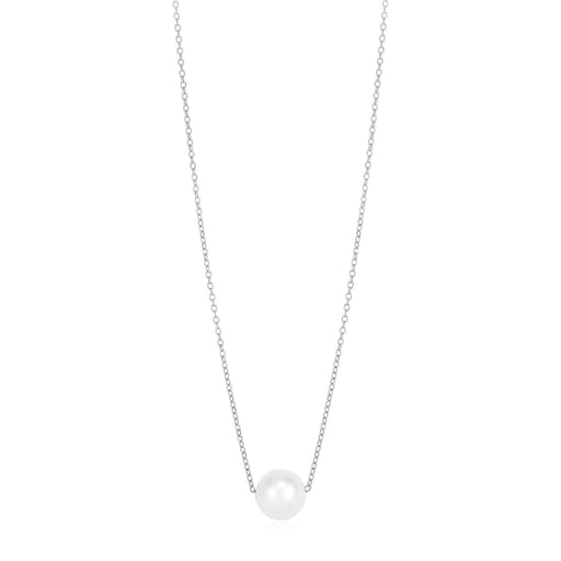 Bids.com 14k White Gold Pearl Solitaire Necklace Necklaces White Smoke 18 / White Gold