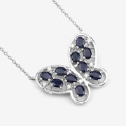 Bids.com 2.16 Carat Genuine Blue Sapphire and White Zircon .925 Sterling Silver Necklace Necklaces White Smoke