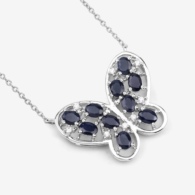 Bids.com 2.16 Carat Genuine Blue Sapphire and White Zircon .925 Sterling Silver Necklace Necklaces White Smoke