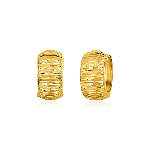 Bids.com 14k Yellow Gold Diamond Cut Hoop Design Earrings Earrings White Smoke Yellow Gold