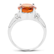 Bids.com 3.94 Carat Genuine Madeira Citrine & White Topaz .925 Sterling Silver Ring Rings White Smoke size 8.00,size 9.00,size 10.00,size 6.00,size 7.00,size 5.00