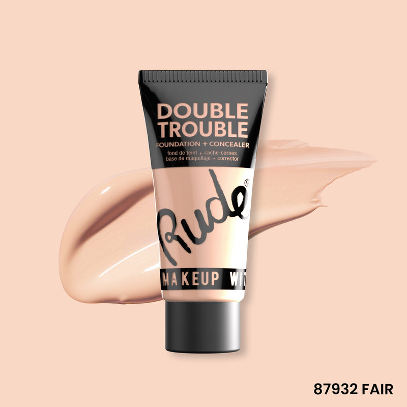 Rude Cosmetics Double Trouble Foundation and Concealer Foundation Peach Puff Fair 04