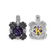 Bids.com 2.67 Carat Genuine Amethyst White Sapphire & Black Diamond .925 Sterling Silver Earrings Earrings White Smoke