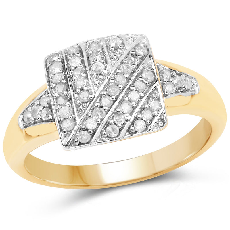 Bids.com 14K Yellow Gold Plated 0.23 Carat Genuine White Diamond .925 Sterling Silver Ring Rings White Smoke size 6.00,size 8.00,size 7.00,size 9.00