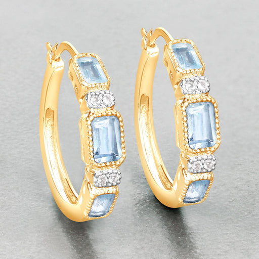 Bids.com 2.66 Carat Genuine Blue Topaz and White Topaz .925 Sterling Silver Earrings Earrings Gray