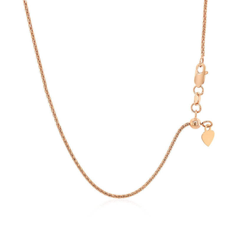 Bids.com 14k Rose Gold Adjustable Popcorn Chain 1.3mm Necklaces White Smoke 22 / Rose Gold