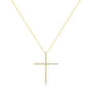Bids.com 10K Yellow Gold 3.00 cttw Round-Cut Diamond Cross 18" Pendant Necklace (J-K Color, I1-I2 Clarity) Necklaces White Smoke Yellow.Gold / 18