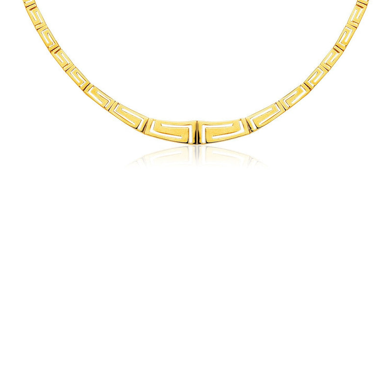 Bids.com 14K Yellow Gold Necklace with Graduated Greek Meander Motif Links Necklaces White Smoke 17 / Yellow Gold,One / Yellow Gold