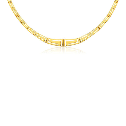 Bids.com 14K Yellow Gold Necklace with Graduated Greek Meander Motif Links Necklaces White Smoke 17 / Yellow Gold,One / Yellow Gold