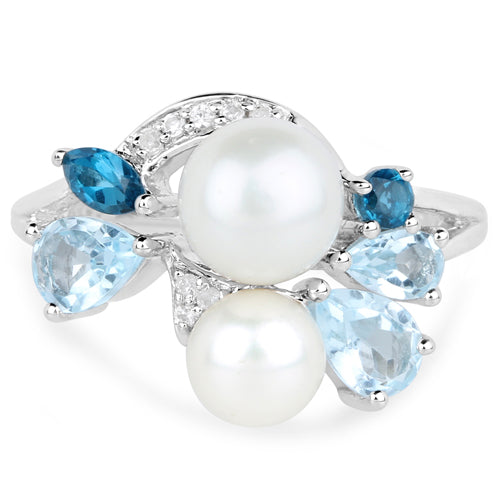 Bids.com 4.96 Carat Genuine Multi Stones .925 Sterling Silver Ring Rings White Smoke size 7.00,size 6.00,size 8.00,size 5.00,size 9.00