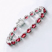 Bids.com 15.30 Carat Genuine Garnet .925 Sterling Silver Bracelet Bracelets White Smoke size 7.00