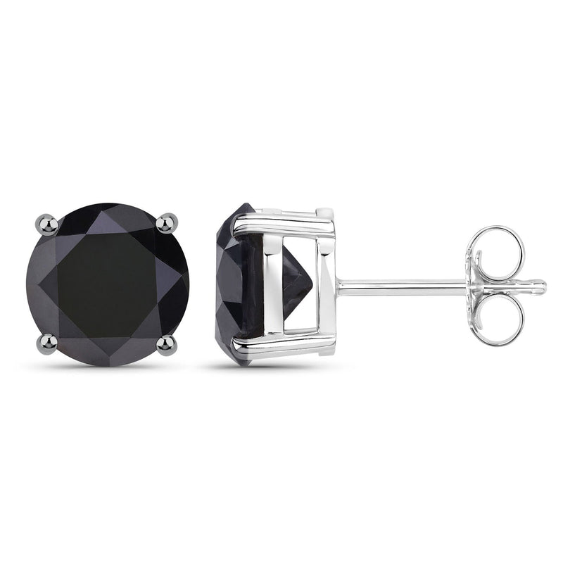 Bids.com 5.41 Carat Genuine Black Diamond 14K White Gold Earrings Earrings White Smoke