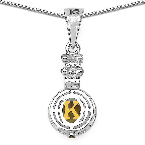 Bids.com 1.00 Carat Genuine Citrine, Champagne Diamond & White Diamond .925 Sterling Silver Pendant Pendants White Smoke