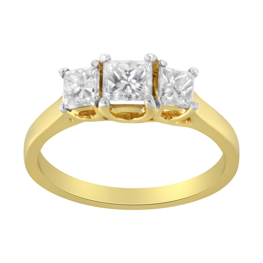 Bids.com 10K Yellow Gold Princess-Cut Diamond Three Stone Band Ring (1 Cttw, J-K Color, I1-I2 Clarity) - Size 6 Rings White Smoke 7 / Yellow.Gold,8 / Yellow.Gold,7.5 / Yellow.Gold,6.5 / Yellow.Gold,6 / Yellow.Gold