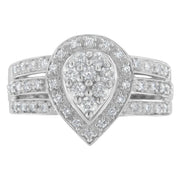 Bids.com 10K White Gold Round Cut Diamond Teardrop Ring (1/2 Cttw, H-I Color, SI2-I1 Clarity) - Size 6-1/2 Rings White Smoke 7 / White.Gold,6.5 / White.Gold