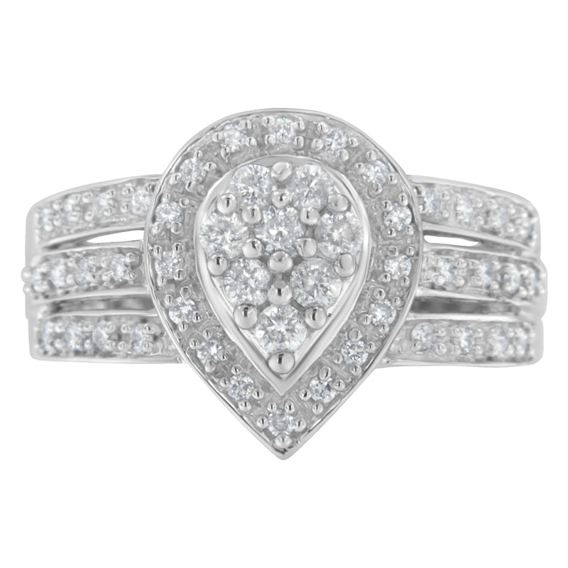 Bids.com 10K White Gold Round Cut Diamond Teardrop Ring (1/2 Cttw, H-I Color, SI2-I1 Clarity) - Size 6-1/2 Rings White Smoke 7 / White.Gold,6.5 / White.Gold