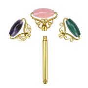 ZAQ Skin & Body Limited Edition - Magic Wand - Jade, Rose Quartz, Amethyst Facial Roller w/ Stand White Smoke