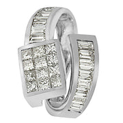 Bids.com 14K White Gold 2 cttw Princess and Baguette Cut Diamond Double Loop Pendant Necklace (G-H, VS1-VS2) Necklaces White Smoke White.Gold / 18