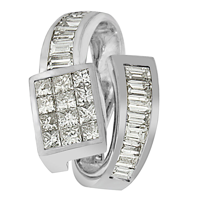 Bids.com 14K White Gold 2 cttw Princess and Baguette Cut Diamond Double Loop Pendant Necklace (G-H, VS1-VS2) Necklaces White Smoke White.Gold / 18