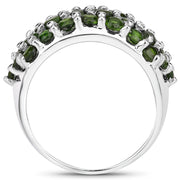 Bids.com 5.04 Carat Genuine Chrome Diopside .925 Sterling Silver Ring Rings White Smoke size 8.00,size 9.00,size 5.00,size 6.00,size 7.00