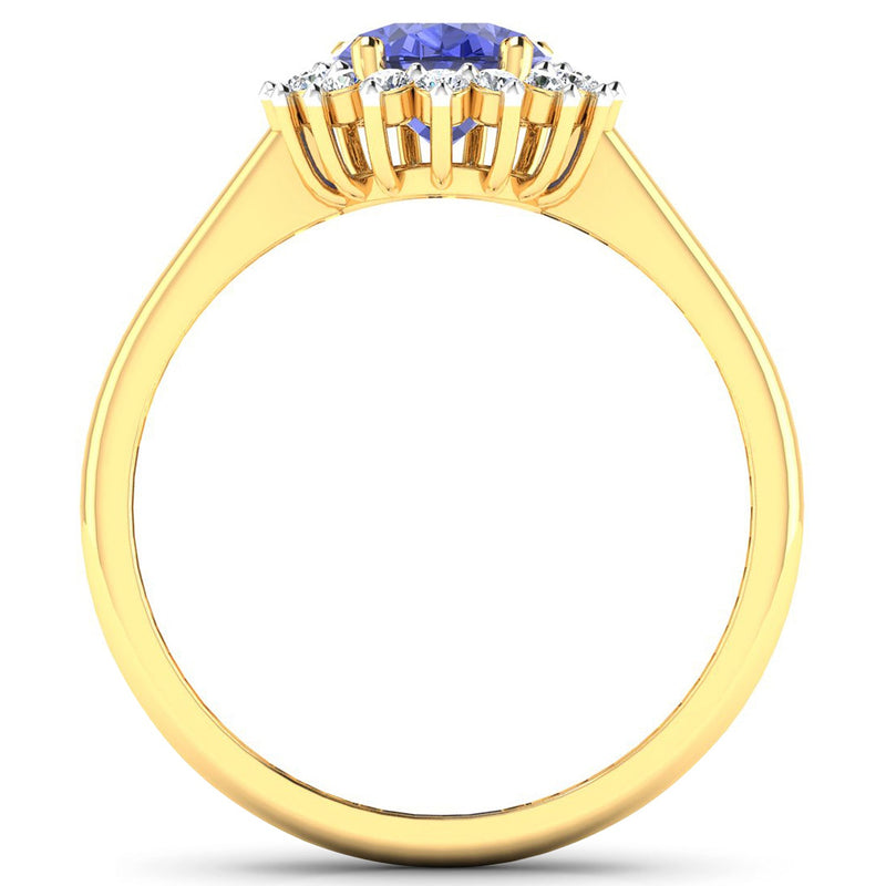 Bids.com 1.92 Carat Genuine Tanzanite and White Diamond 14K Yellow Gold Ring Rings White Smoke size 6.00,size 7.00,size 8.00