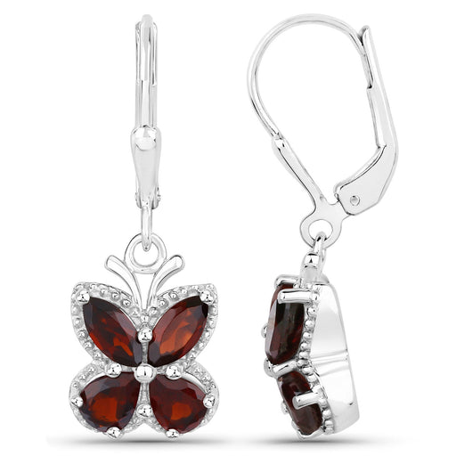 Bids.com 2.60 Carat Genuine Garnet .925 Sterling Silver Earrings Earrings White Smoke