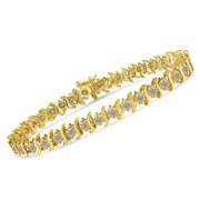 Bids.com 10K Yellow Gold Plated .925 Sterling Silver 7.0 cttw 2-Prong Set Round Brilliant Cut Diamond "S" Link Bracelet (J-K color, I1-I2 clarity) - 7" Bracelets White Smoke Yellow.Sterling Silver / 7