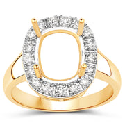 Bids.com 0.51 Carat Genuine White Diamond 14K Yellow Gold Semi Mount Ring - holds 10x8mm Cushion Gemstone Rings White Smoke size 7.00,size 6.00,size 8.00