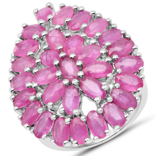 Bids.com 8.10 Carat Genuine Ruby .925 Sterling Silver Ring Rings White Smoke size 7.00,size 8.00,size 6.00,size 9.00