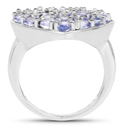 Bids.com 3.96 Carat Genuine Tanzanite .925 Sterling Silver Ring Rings White Smoke size 6.00,size 9.00,size 7.00,size 8.00,size 5.00,size 10.00