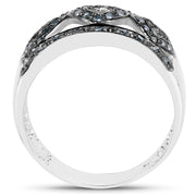 Bids.com 0.32 Carat Genuine Blue Diamond .925 Sterling Silver Ring Rings White Smoke size 6.00,size 7.00,size 8.00,size 9.00