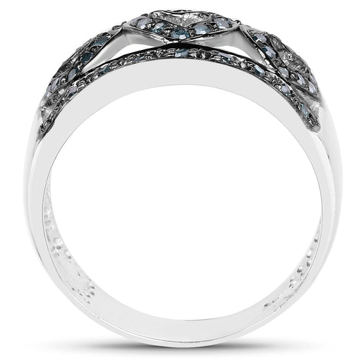 Bids.com 0.32 Carat Genuine Blue Diamond .925 Sterling Silver Ring Rings White Smoke size 6.00,size 7.00,size 8.00,size 9.00