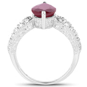 Bids.com 3.56 Carat Genuine Glass Filled Ruby and White Topaz .925 Sterling Silver Ring Rings White Smoke size 6.00,size 7.00,size 8.00,size 9.00,size 5.00