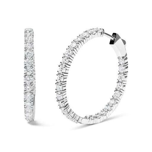 Bids.com 14K White Gold 5.00 Cttw Lab Grown Diamond Inside Out Hoop Earrings (F-G Color, VS1-VS2 Clarity) Earrings White Smoke White.Gold / 5