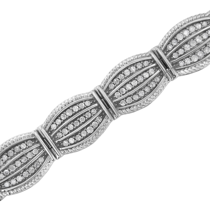 Bids.com .925 Sterling Silver 3.0 Cttw Prong Set Diamond Art Deco Style Tennis Bracelet (I-J Color, I2-I3 Clarity) - 7.25" Bracelets White Smoke White.Sterling Silver / 7.25