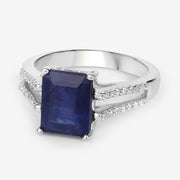 Bids.com 3.07 Carat Glass Filled Sapphire and White Zircon .925 Sterling Silver Ring Rings White Smoke size 6.00,size 7.00,size 8.00,size 9.00,size 5.00,size 10.00