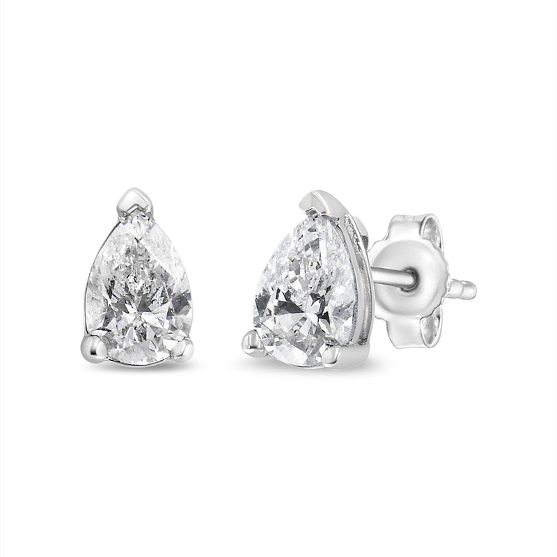 Bids.com 14K White Gold 1/2 Cttw Pear Shape Solitaire Lab Grown Diamond Stud Earrings (F-G Color, VS2-SI1 Clarity) Earrings White Smoke White.Gold / 0.75,White.Gold / 0.25,White.Gold / 0.5,White.Gold / 1