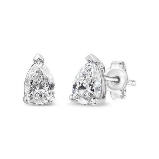 Bids.com 14K White Gold 1/2 Cttw Pear Shape Solitaire Lab Grown Diamond Stud Earrings (F-G Color, VS2-SI1 Clarity) Earrings White Smoke White.Gold / 0.75,White.Gold / 0.25,White.Gold / 0.5,White.Gold / 1