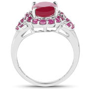 Bids.com 4.43 Carat Glass Filled Ruby and Ruby .925 Sterling Silver Ring Rings White Smoke size 6.00,size 7.00,size 8.00,size 9.00,size 5.00