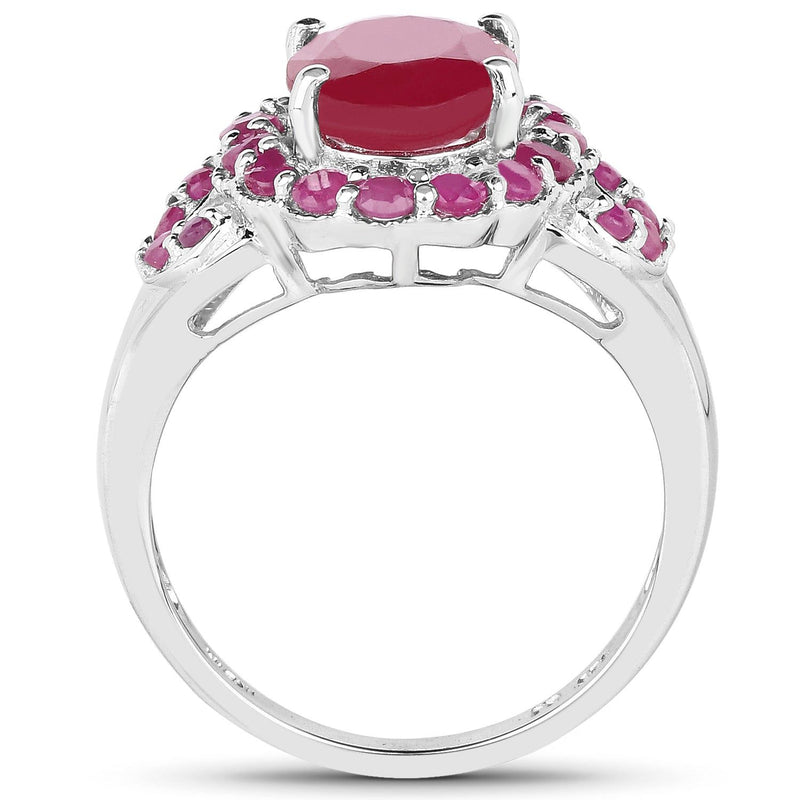 Bids.com 4.43 Carat Glass Filled Ruby and Ruby .925 Sterling Silver Ring Rings White Smoke size 6.00,size 7.00,size 8.00,size 9.00,size 5.00