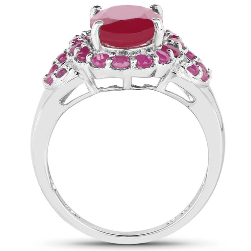 Bids.com 4.43 Carat Glass Filled Ruby and Ruby .925 Sterling Silver Ring Rings White Smoke size 6.00,size 7.00,size 8.00,size 9.00,size 5.00