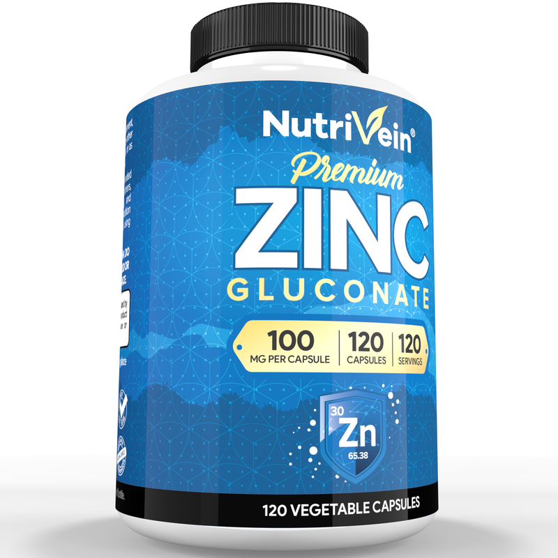 Nutrivein Nutrivein Premium Zinc Gluconate 100mg - 120 Capsules QZ-0LPB-QKOI White Smoke
