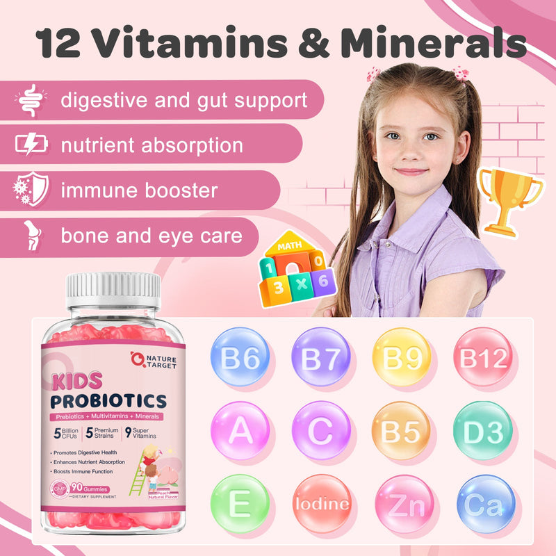 Nature Target Kids Probiotic, 5 Billion CFUs, 90ct Probiotic Misty Rose